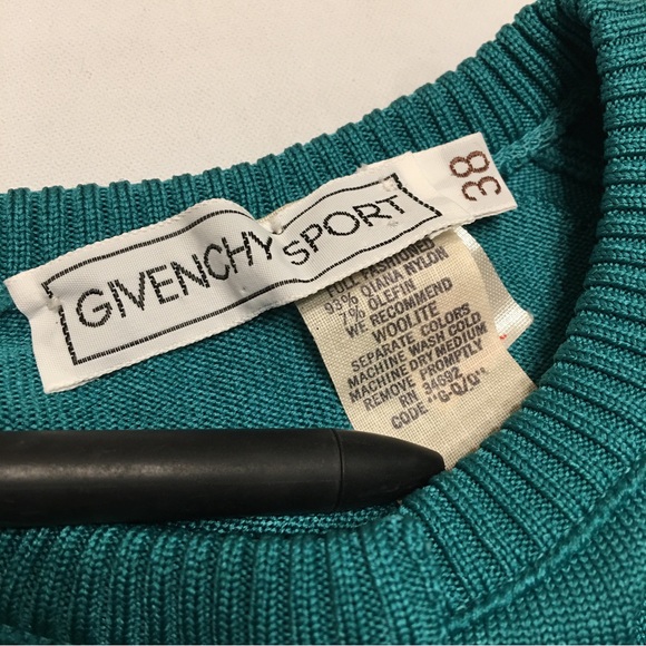 Givenchy Sport Vintage Teal Cardigan Sweater Size 38 - Picture 7 of 12